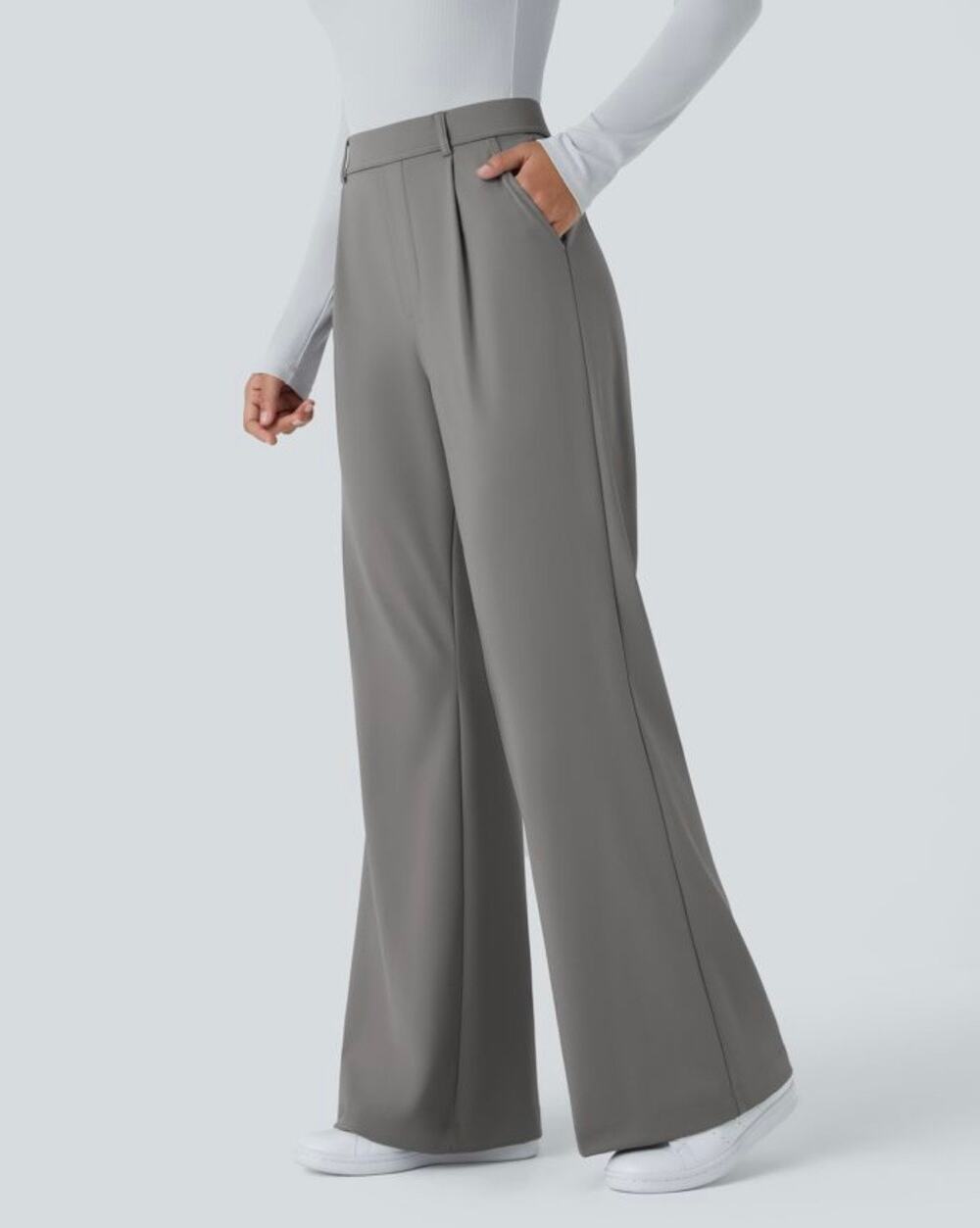 Halara Flex DayStretch High Waisted Wide Leg Stretch Pants Women's Medium Gray